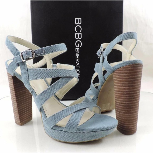 BCBGenerationn Morgan Strappy Platform Sandals Heels Blue Size 10 - Picture 2 of 10